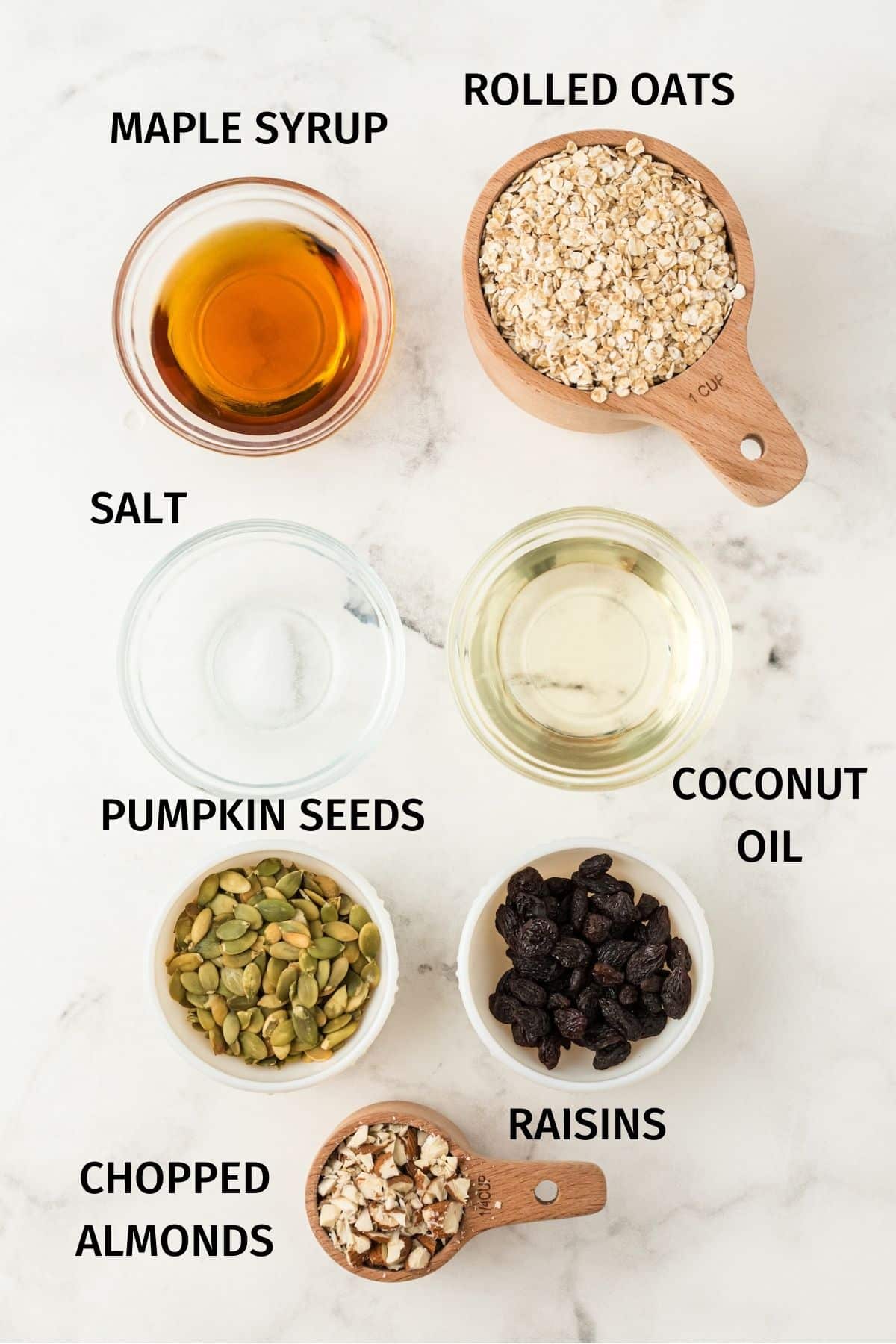 ingredientes para granola casera.