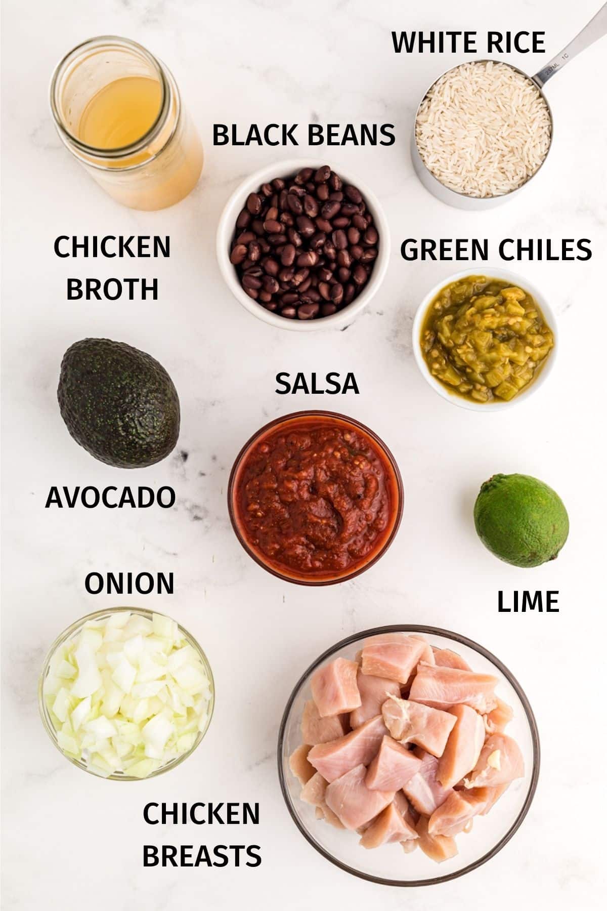 ingredientes para pollo y arroz a la mexicana