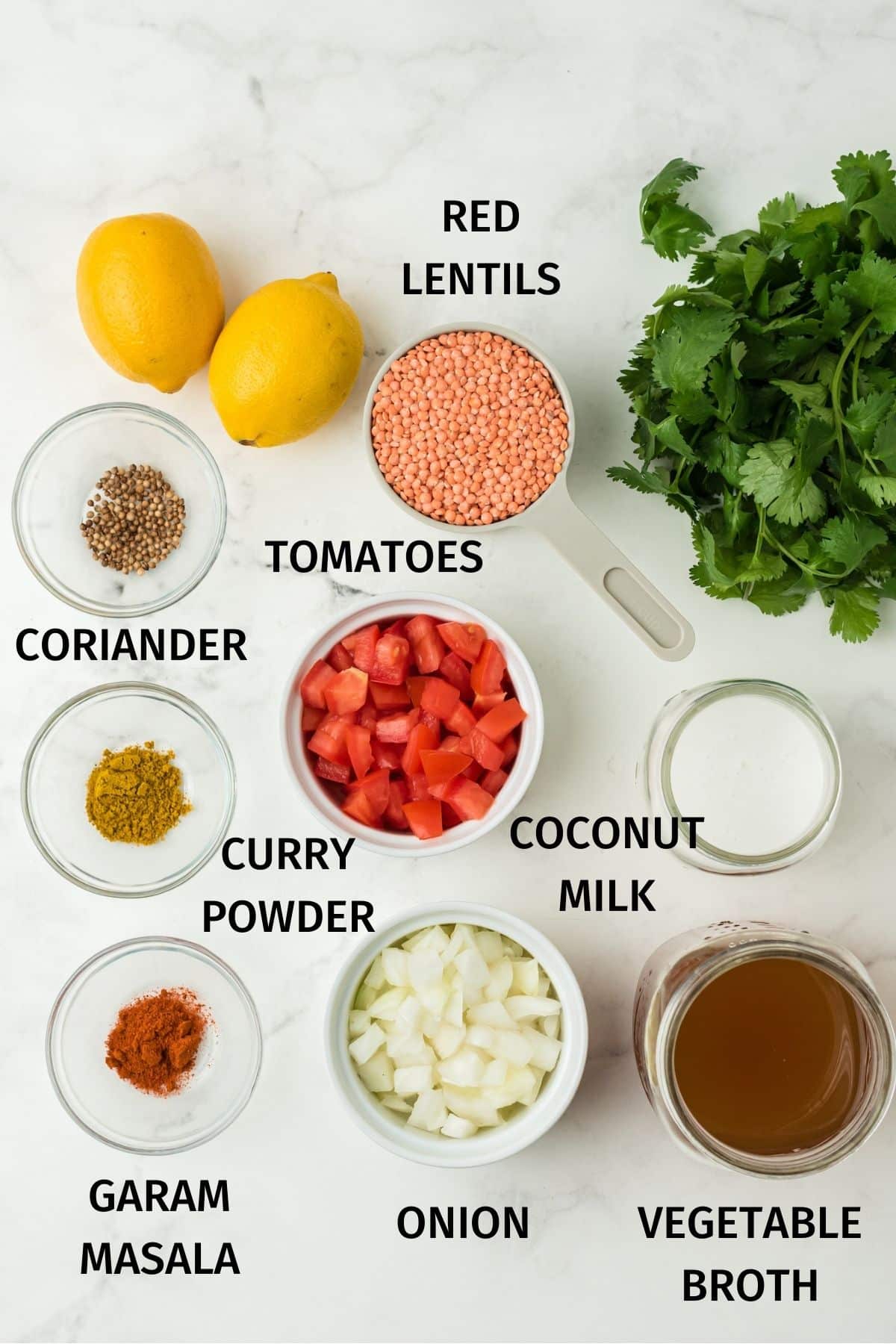 ingredientes instantáneos de pot dal.